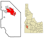 Ada County Idaho Incorporated and Unincorporated areas Boise City Highlighted